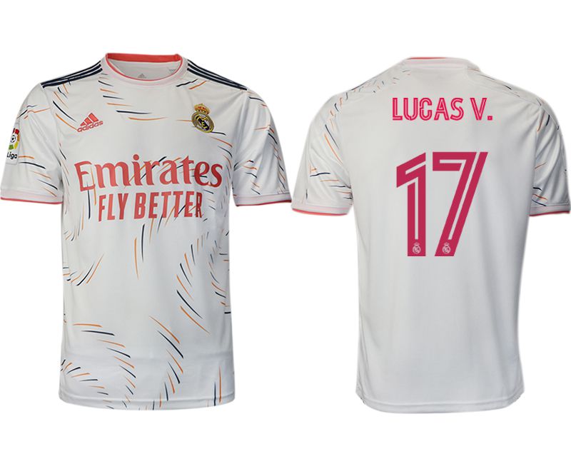 Men 2021-2022 Club Real Madrid home aaa version white #17 Adidas Soccer Jersey->real madrid jersey->Soccer Club Jersey